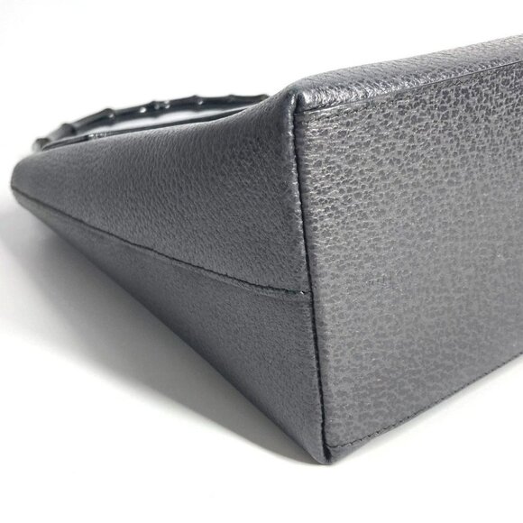 GUCCI 001・1118 vintage Bamboo Tote Bag Flap Hand Bag Leather gray - Picture 3 of 14